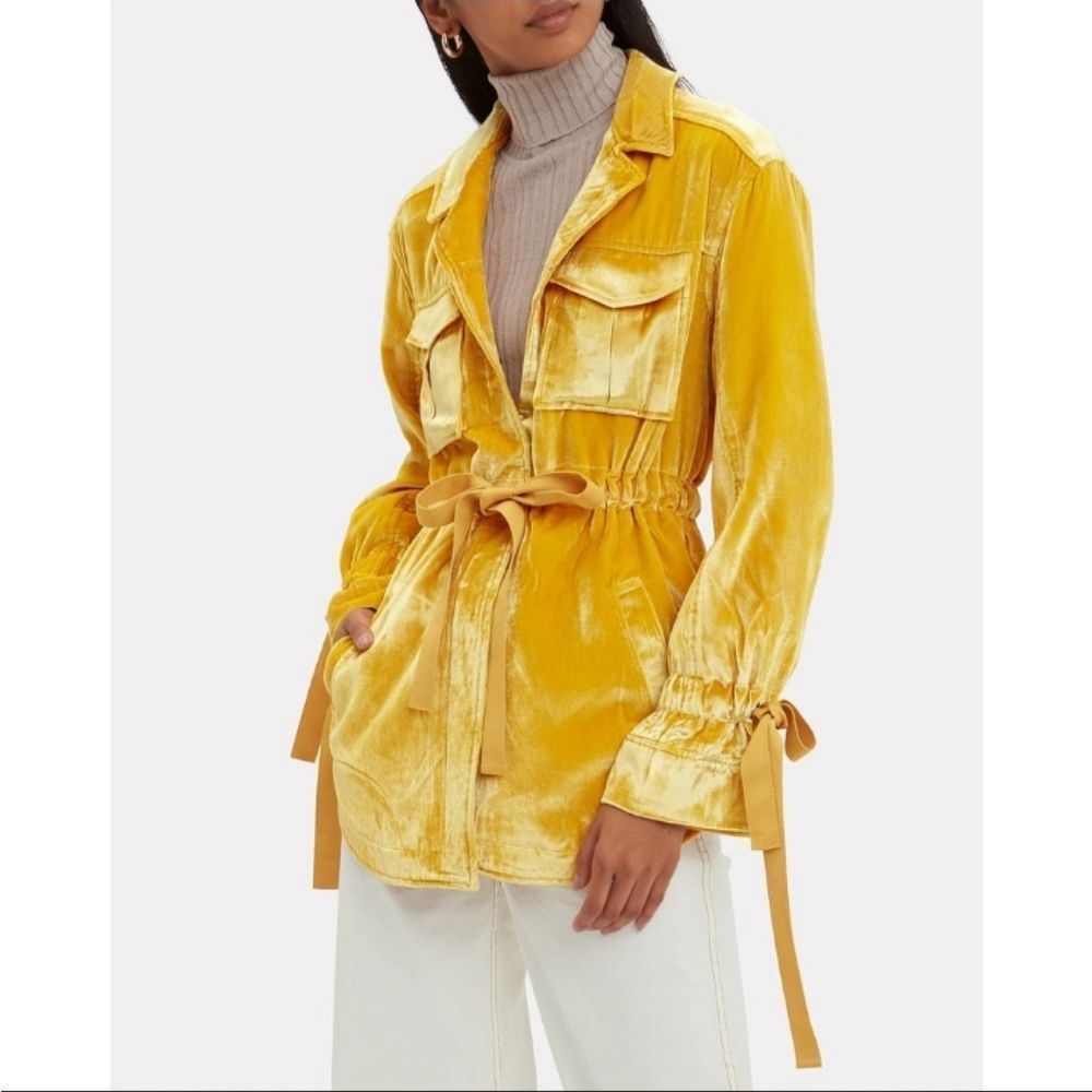 Cinq a Sept Yellow Utility Jacket with Glossy Finish